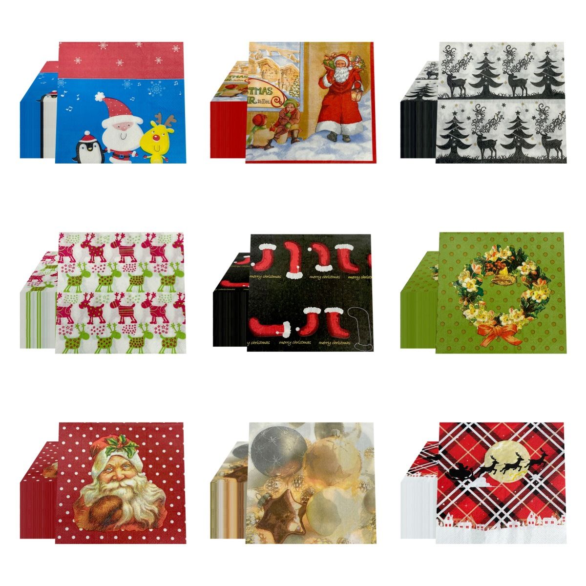 Servilletas Navideñas Santa Claus y Muñeco de Nieve 20Pcs