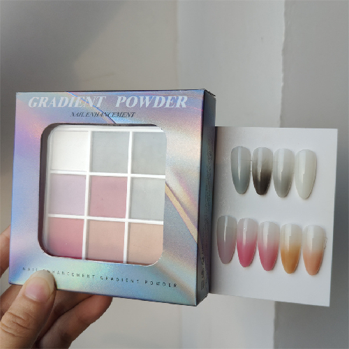 Set de 9 Polvos Sólidos para Uñas: Degradé, Espejo y Mate