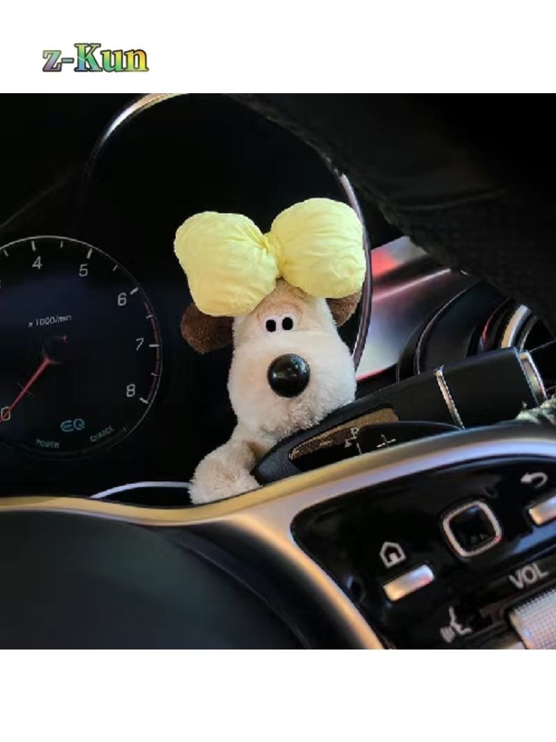 Peluche de Perro con Moño Verde para Auto 12 cm